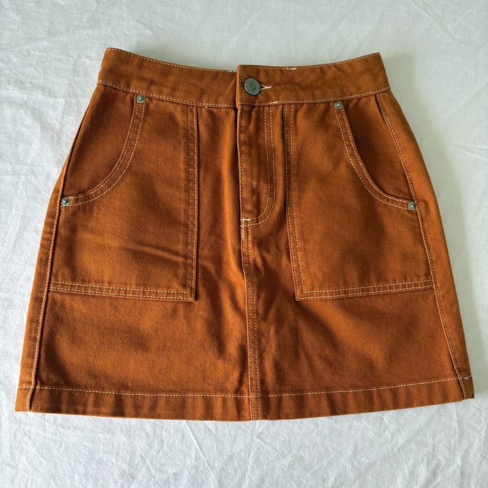 Y2K BDG Urban Outfitters Womens Burnt Orange Denim Streetwear Mini Skirt Size XS
